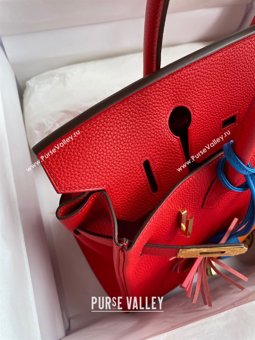 Hermes Birkin 30cm/35cm Bag in Original Togo Leather National Flag Red/Gold 2024 (Full Handmade) (XYA-24040907)