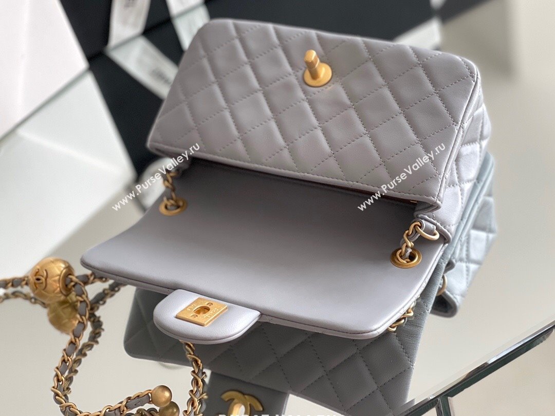 Chanel Lambskin Small Flap Bag with Gold-Tone Metal Ball Chain AS1787 Grey 2024 Top Quality (SHUNY-24072214)