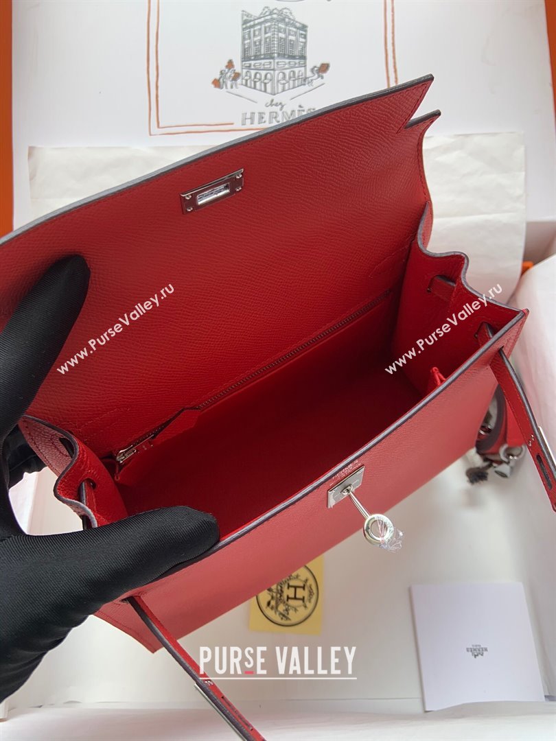 Hermes Kelly 25/28/32cm Bag in Original Epsom Leather Red/Silver 2024 (Handmand) (M-24021921)