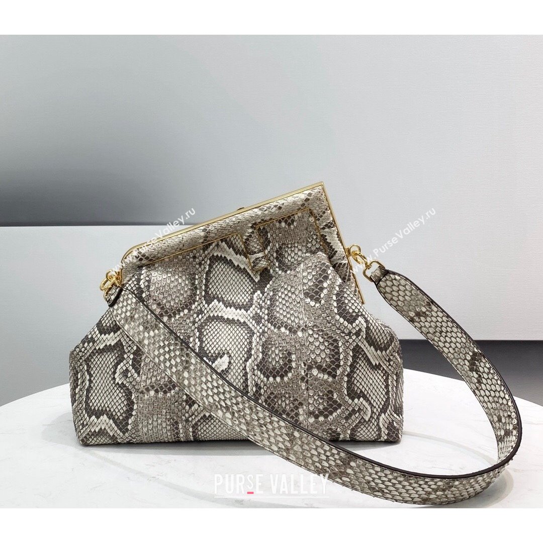 Fendi First Medium Snakeskin Leather Bag Grey 2021 80018L (CL-21090614)