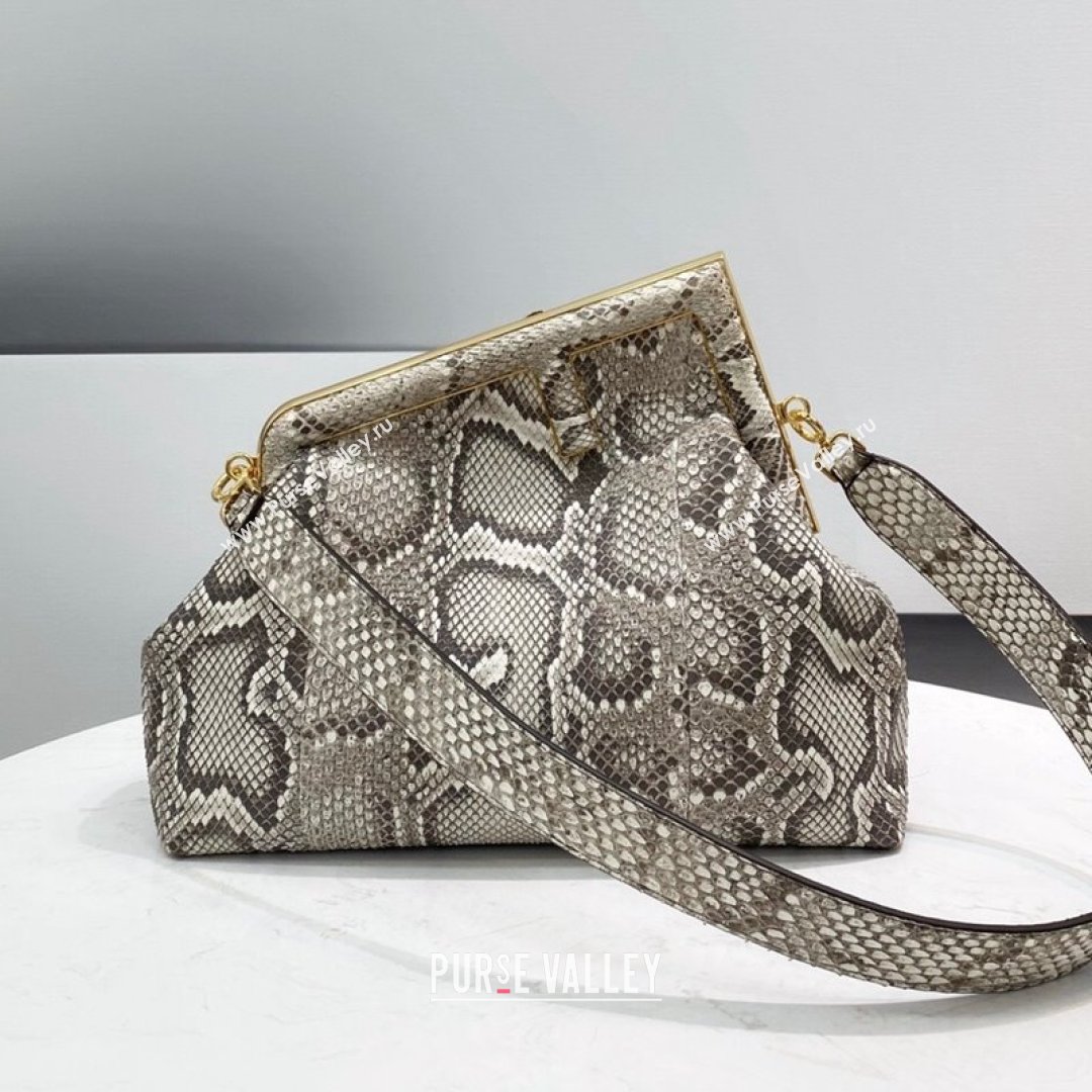 Fendi First Medium Snakeskin Leather Bag Grey 2021 80018L (CL-21090614)