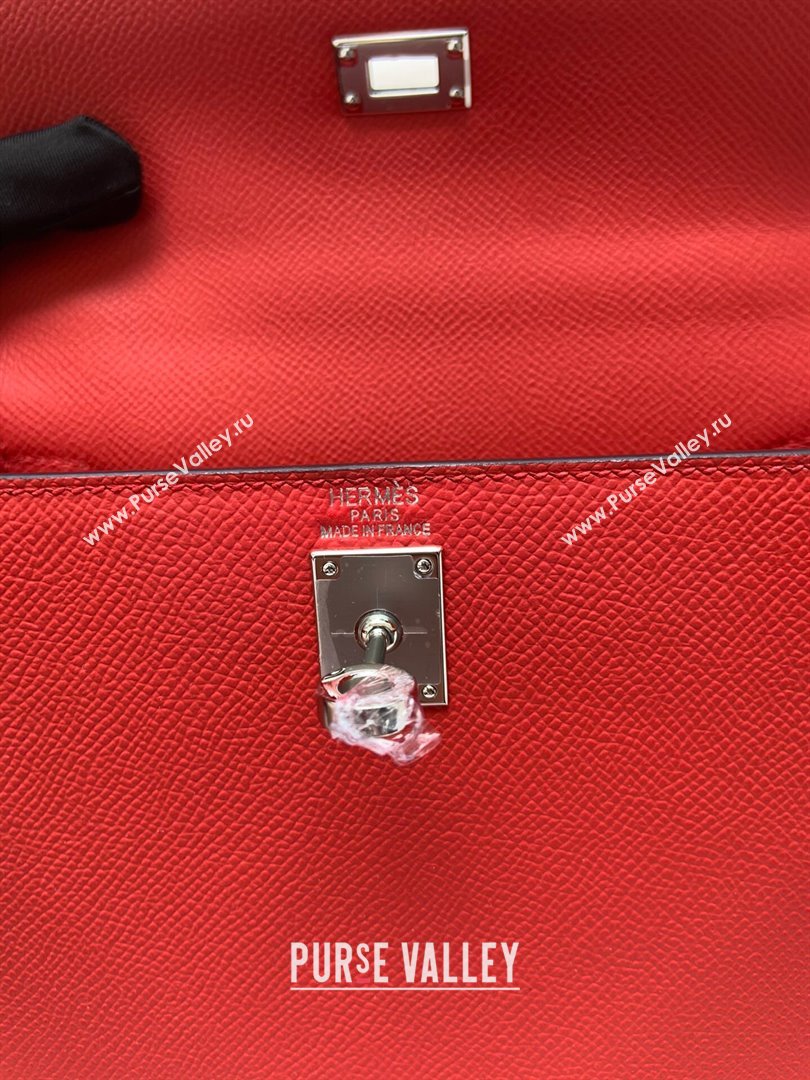 Hermes Kelly 25/28/32cm Bag in Original Epsom Leather Red/Silver 2024 (Handmand) (M-24021921)