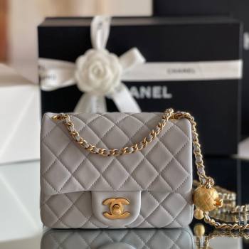 Chanel Lambskin Mini Square Flap Bag with Gold-Tone Metal Ball Chain AS1786 Grey 2024 Top Quality (SHUNY-24072217)