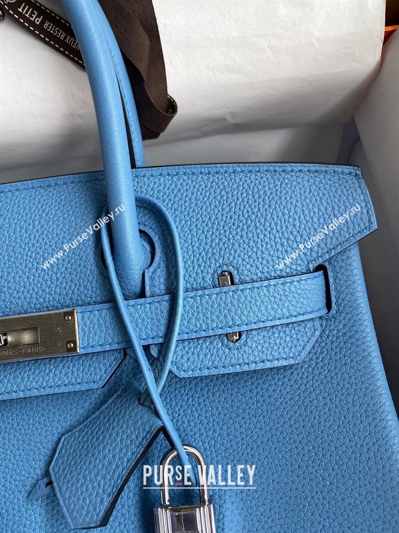 Hermes Birkin 30cm/35cm Bag in Original Togo Leather Paradiso Blue/Silver 2024 (Full Handmade) (XYA-24040908)