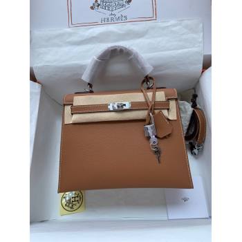 Hermes Kelly 25/28/32cm Bag in Original Epsom Leather Brown/Silver 2024 (Handmand) (M-24021922)