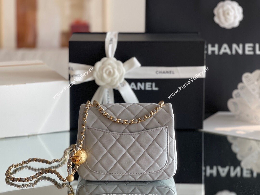 Chanel Lambskin Mini Square Flap Bag with Gold-Tone Metal Ball Chain AS1786 Grey 2024 Top Quality (SHUNY-24072217)