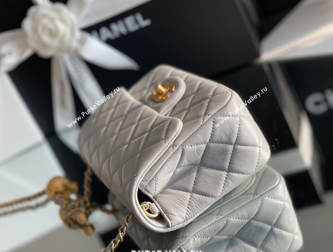 Chanel Lambskin Mini Square Flap Bag with Gold-Tone Metal Ball Chain AS1786 Grey 2024 Top Quality (SHUNY-24072217)