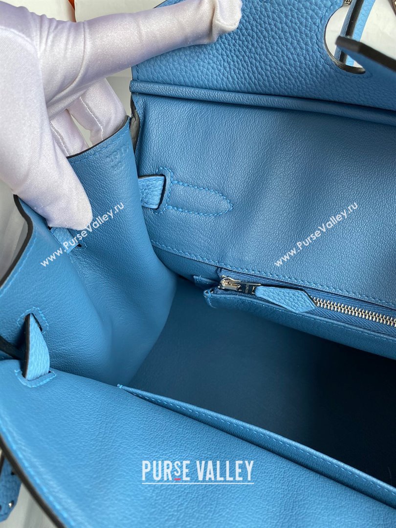 Hermes Birkin 30cm/35cm Bag in Original Togo Leather Paradiso Blue/Silver 2024 (Full Handmade) (XYA-24040908)