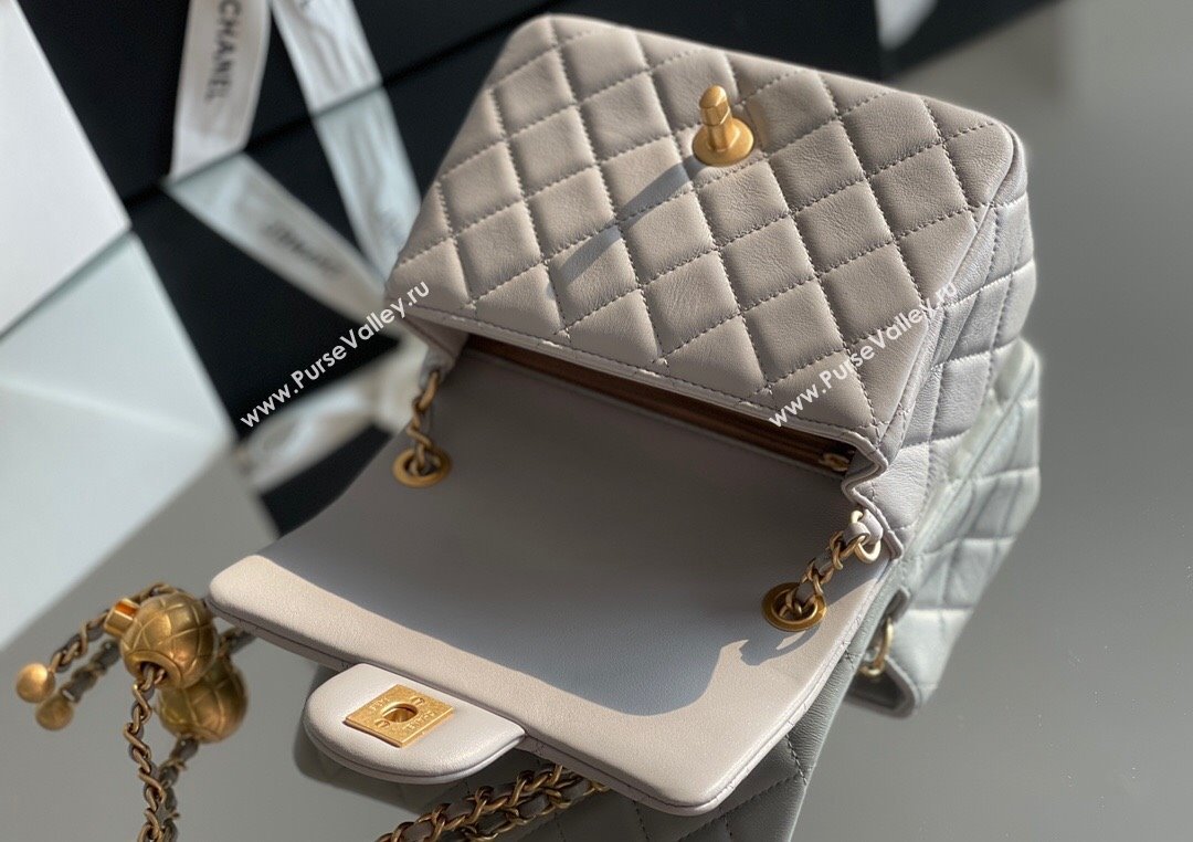 Chanel Lambskin Mini Square Flap Bag with Gold-Tone Metal Ball Chain AS1786 Grey 2024 Top Quality (SHUNY-24072217)