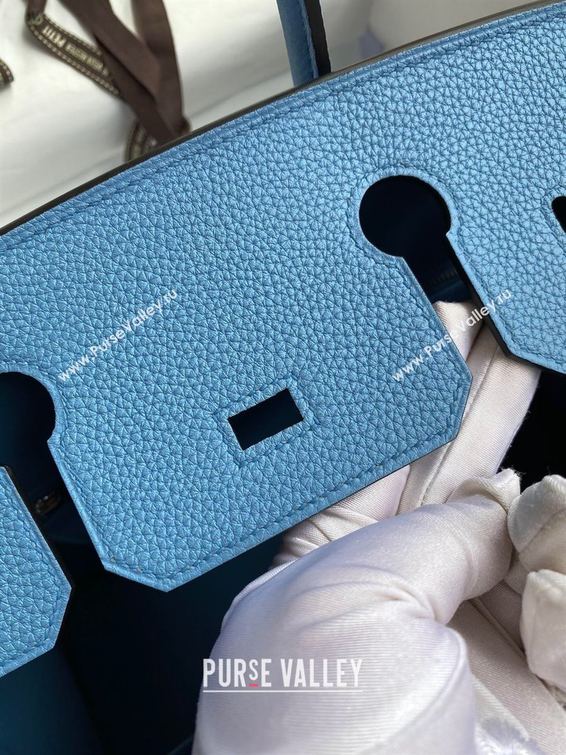 Hermes Birkin 30cm/35cm Bag in Original Togo Leather Paradiso Blue/Silver 2024 (Full Handmade) (XYA-24040908)