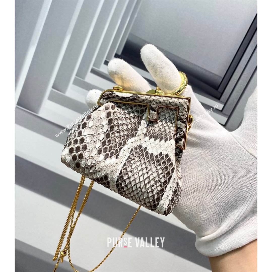 Fendi First Nano Bag Charm in Grey Snakeskin Leather 2021 80018S (CL-21090435)