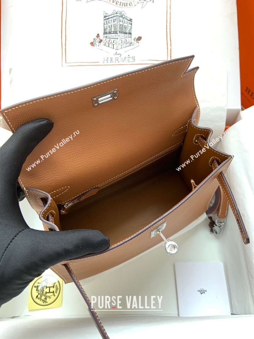 Hermes Kelly 25/28/32cm Bag in Original Epsom Leather Brown/Silver 2024 (Handmand) (M-24021922)