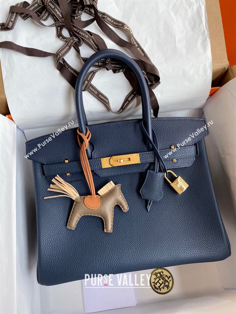 Hermes Birkin 30cm/35cm Bag in Original Togo Leather Royal Blue/Gold 2024 (Full Handmade) (XYA-24040910 )