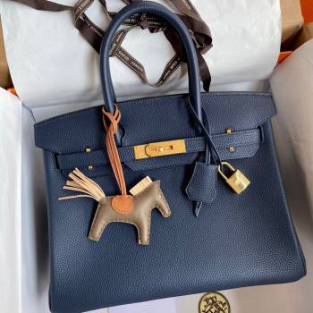 Hermes Birkin 30cm/35cm Bag in Original Togo Leather Royal Blue/Gold 2024 (Full Handmade) (XYA-24040910 )