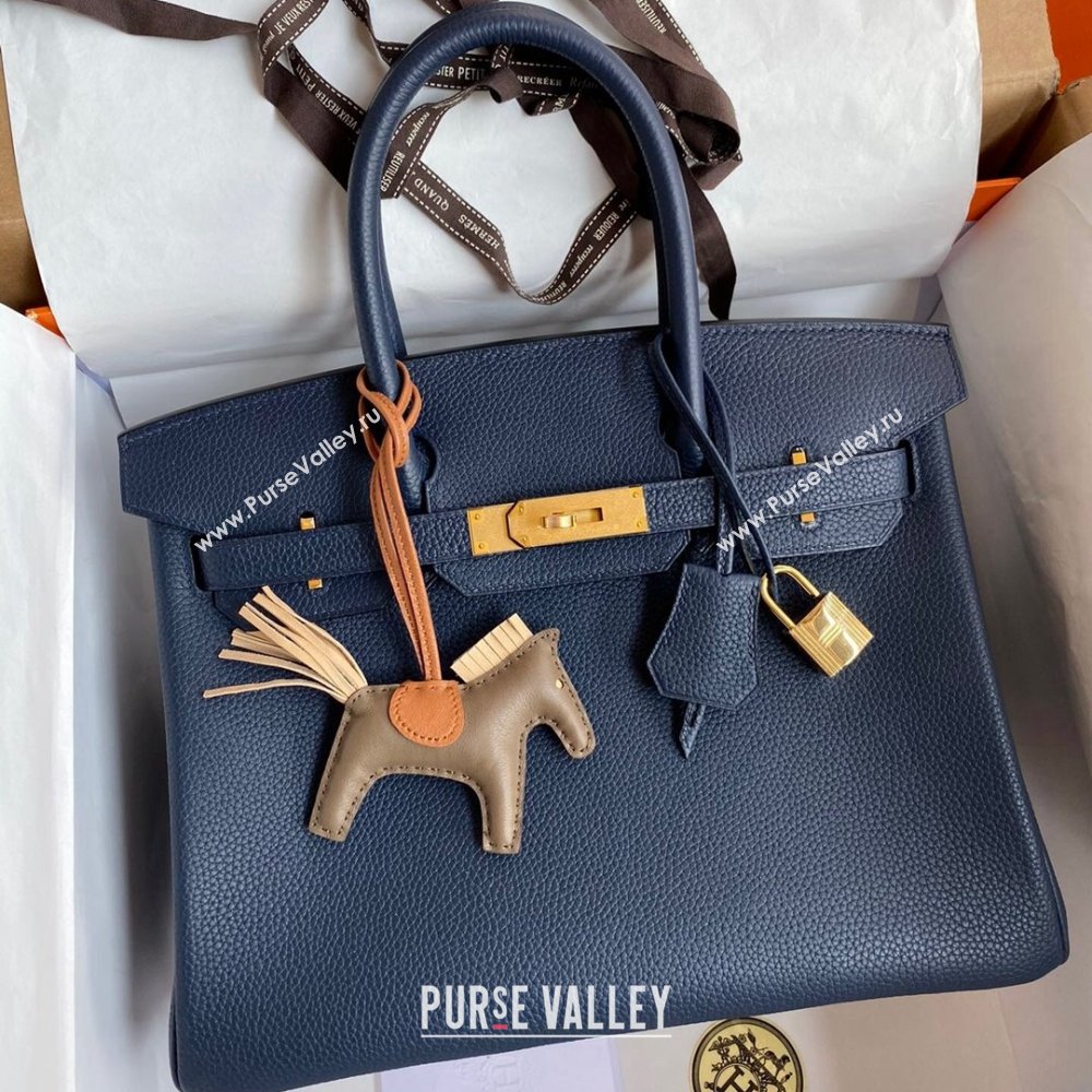 Hermes Birkin 30cm/35cm Bag in Original Togo Leather Royal Blue/Gold 2024 (Full Handmade) (XYA-24040910 )