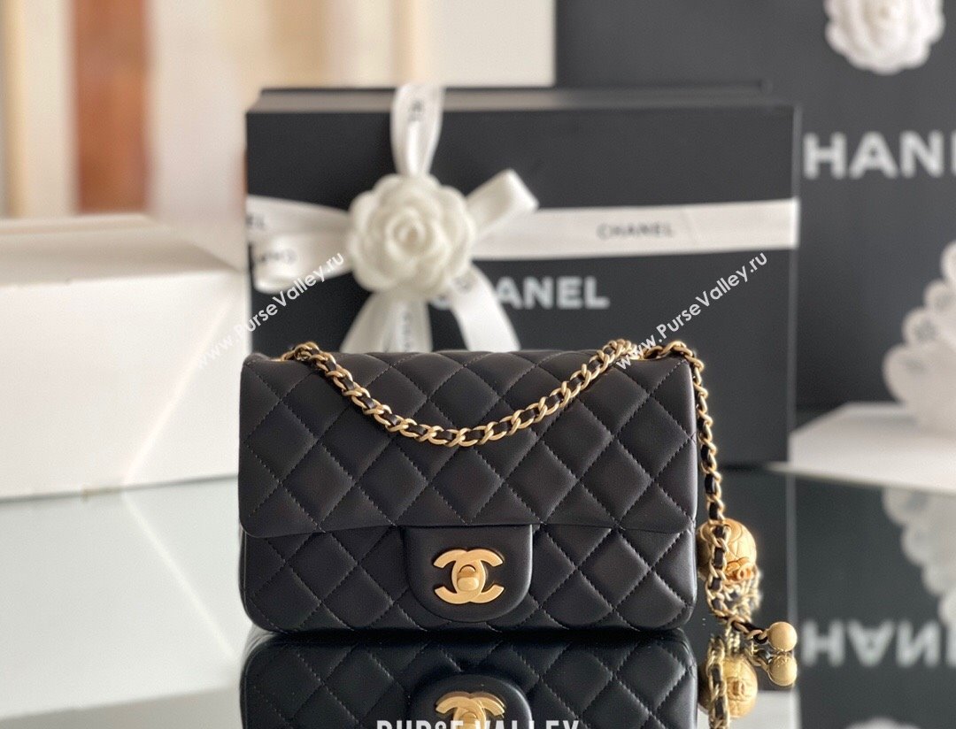 Chanel Lambskin Small Flap Bag with Gold-Tone Metal Ball Chain AS1787 Black 2024 Top Quality (SHUNY-24072215)