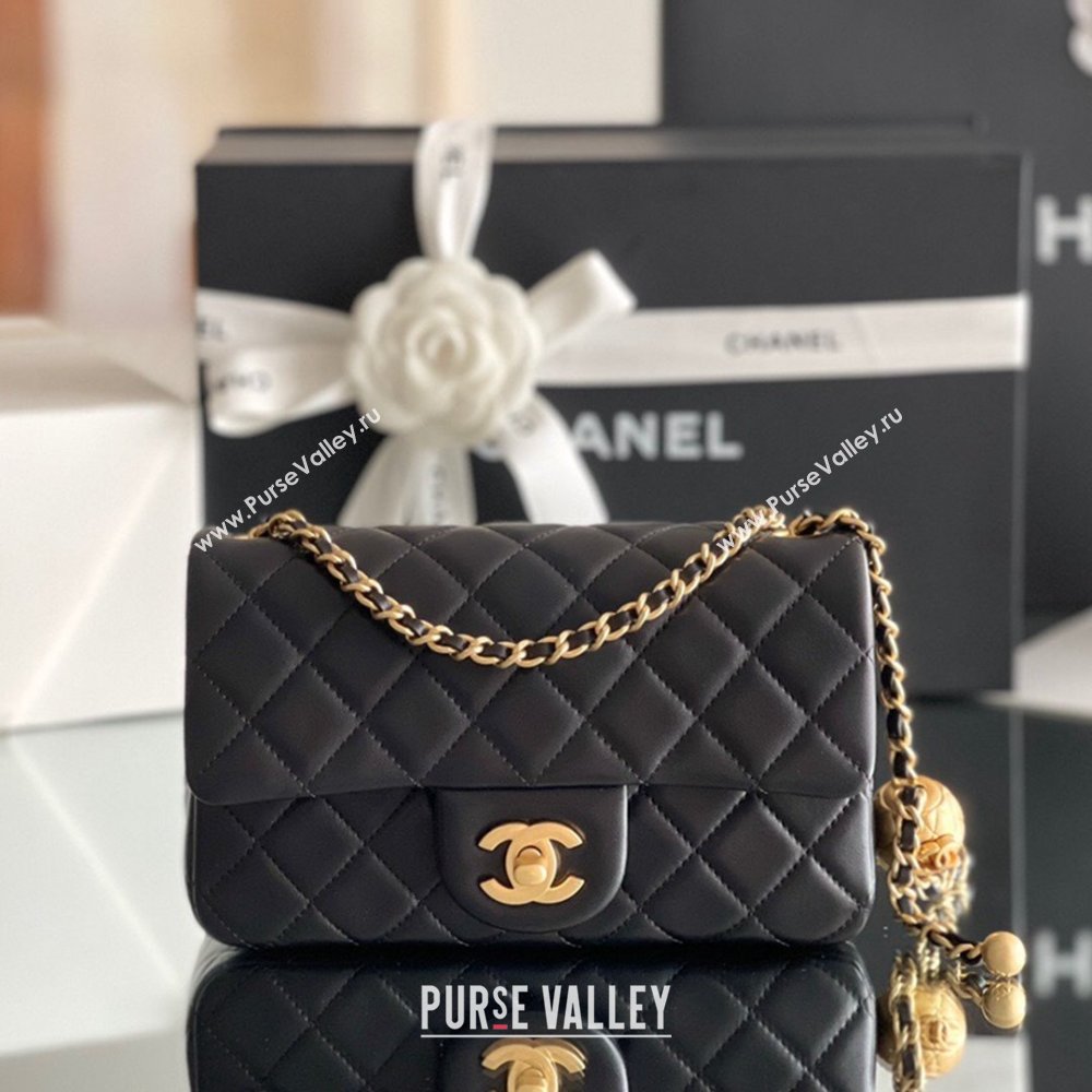 Chanel Lambskin Small Flap Bag with Gold-Tone Metal Ball Chain AS1787 Black 2024 Top Quality (SHUNY-24072215)