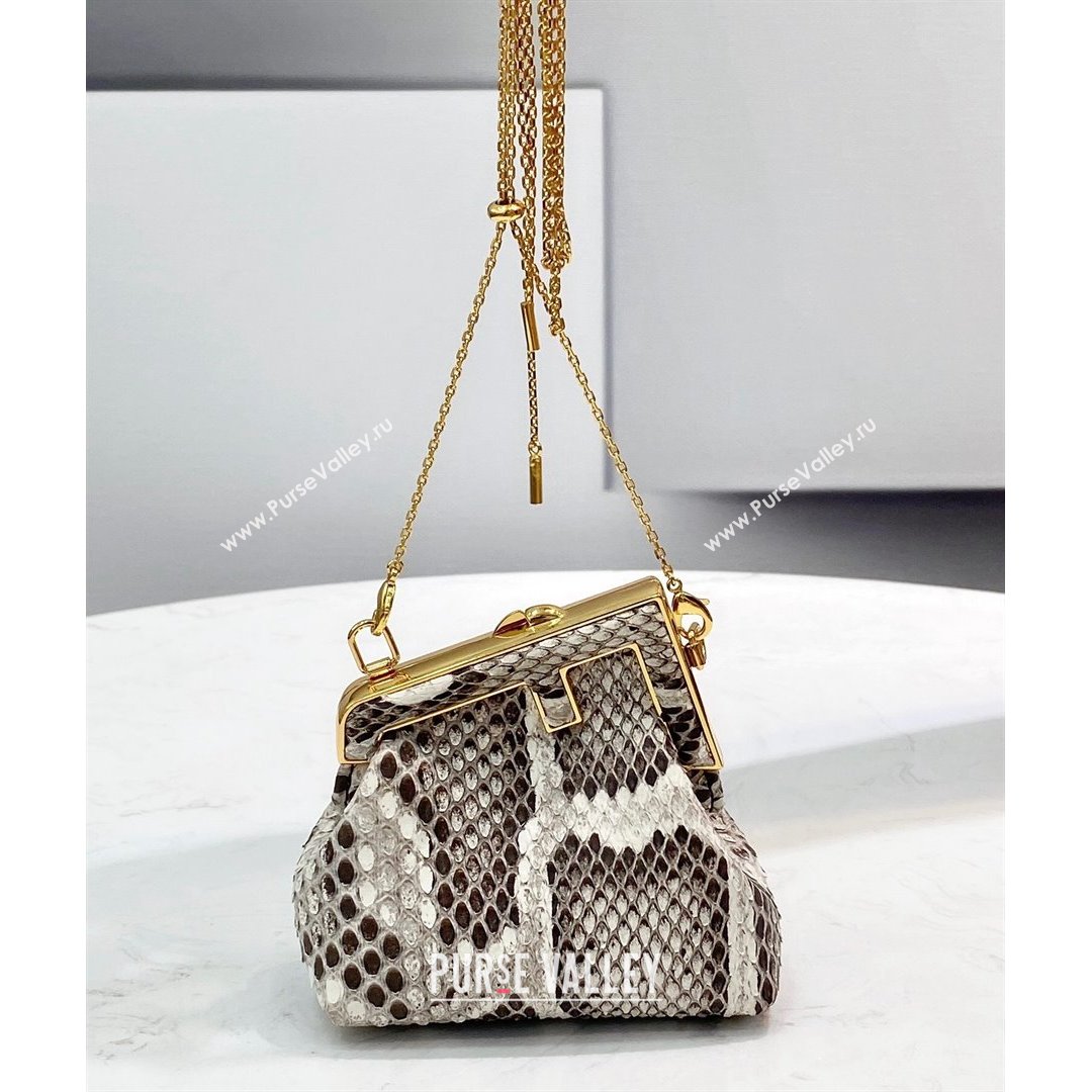 Fendi First Nano Bag Charm in Grey Snakeskin Leather 2021 80018S (CL-21090435)