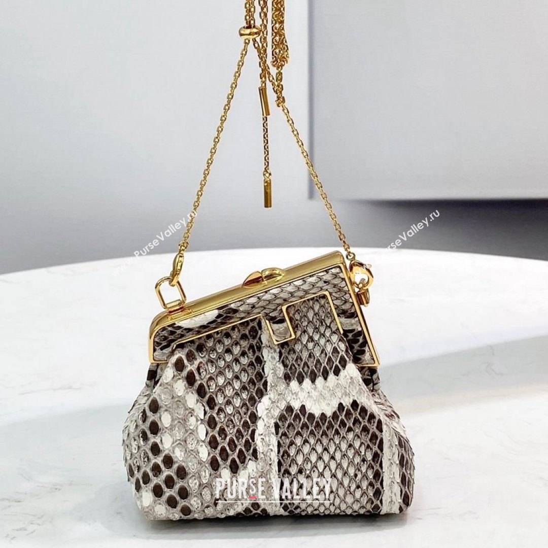 Fendi First Nano Bag Charm in Grey Snakeskin Leather 2021 80018S (CL-21090435)