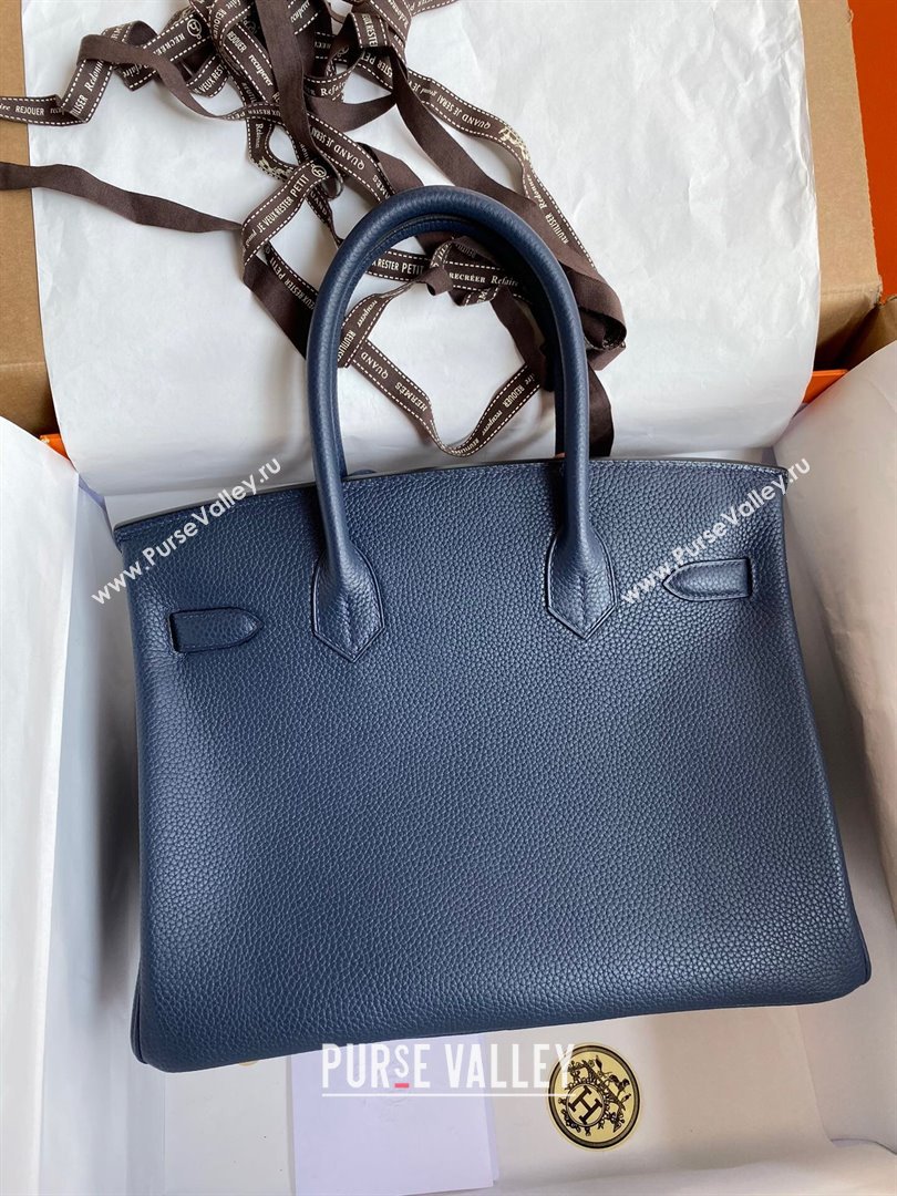 Hermes Birkin 30cm/35cm Bag in Original Togo Leather Royal Blue/Gold 2024 (Full Handmade) (XYA-24040910 )