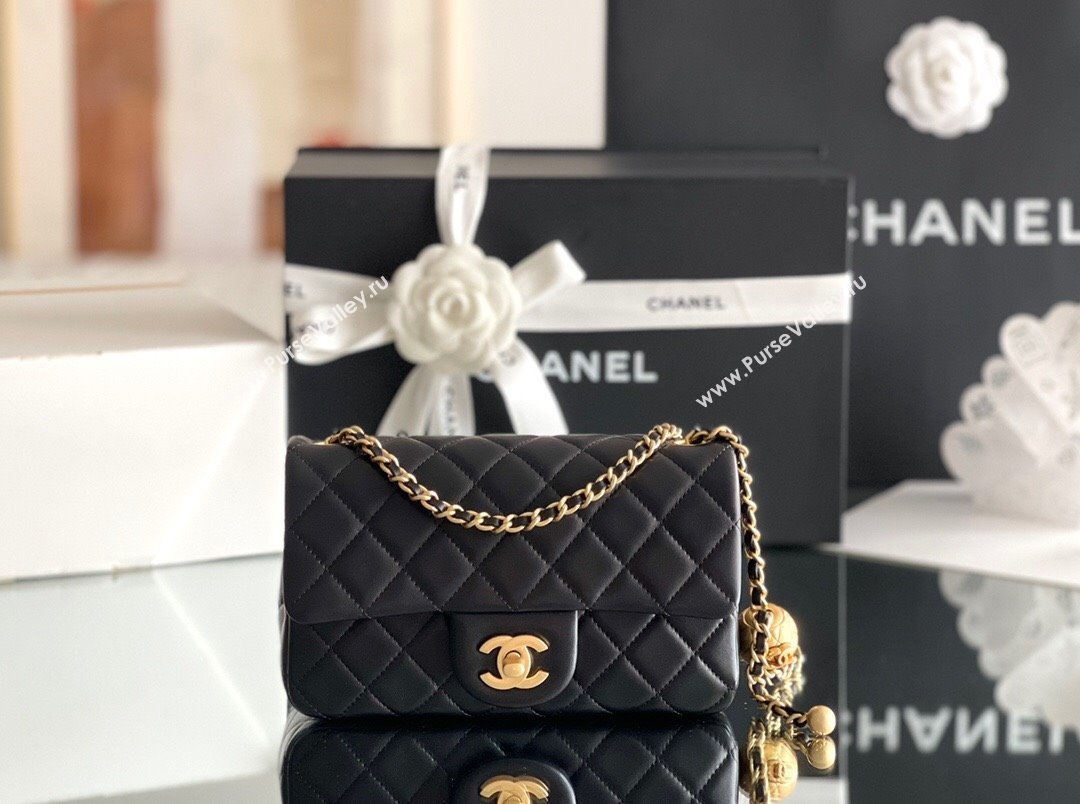 Chanel Lambskin Small Flap Bag with Gold-Tone Metal Ball Chain AS1787 Black 2024 Top Quality (SHUNY-24072215)