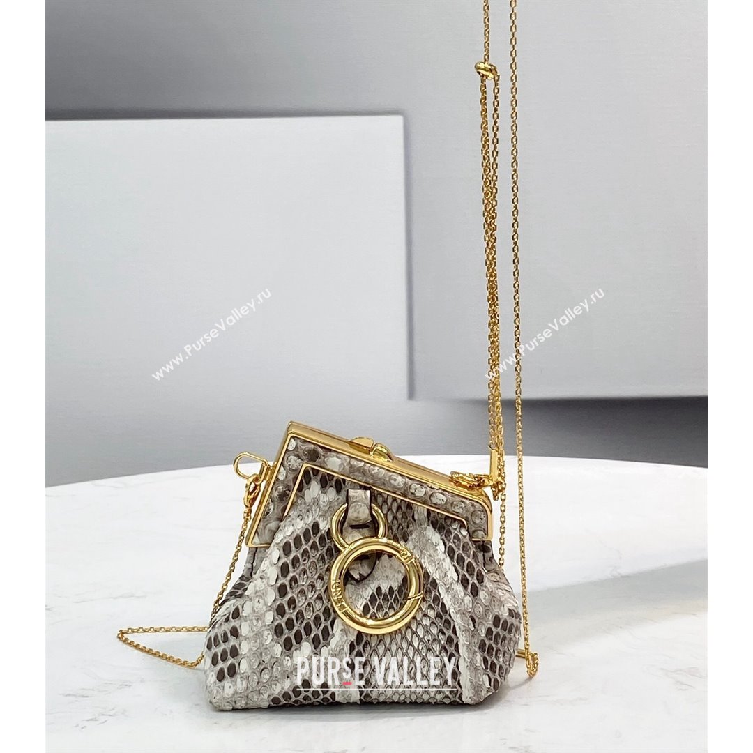 Fendi First Nano Bag Charm in Grey Snakeskin Leather 2021 80018S (CL-21090435)