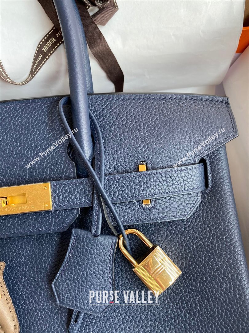 Hermes Birkin 30cm/35cm Bag in Original Togo Leather Royal Blue/Gold 2024 (Full Handmade) (XYA-24040910 )