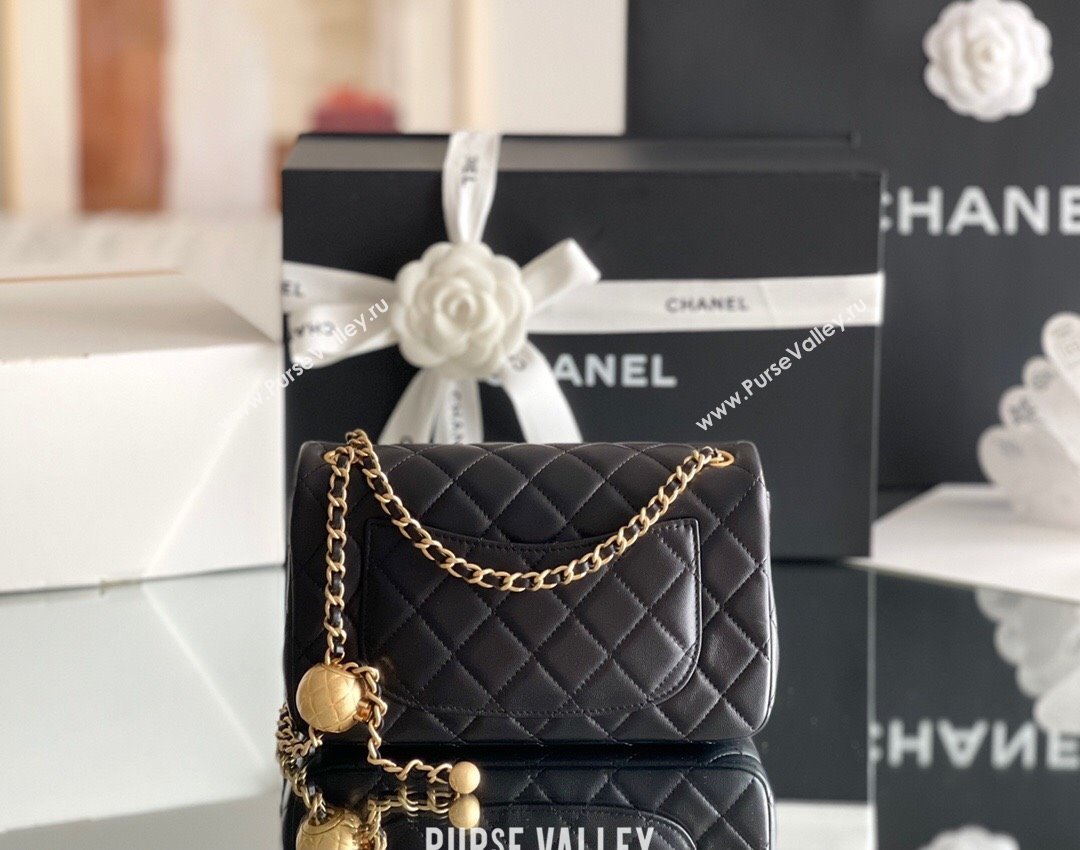 Chanel Lambskin Small Flap Bag with Gold-Tone Metal Ball Chain AS1787 Black 2024 Top Quality (SHUNY-24072215)