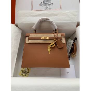 Hermes Kelly 25/28/32cm Bag in Original Epsom Leather Brown/Gold 2024 (Handmand) (M-24021923)