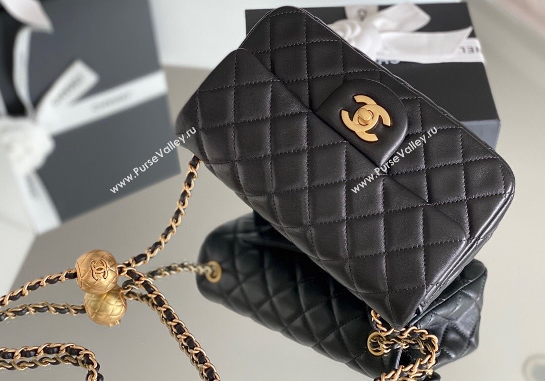 Chanel Lambskin Small Flap Bag with Gold-Tone Metal Ball Chain AS1787 Black 2024 Top Quality (SHUNY-24072215)