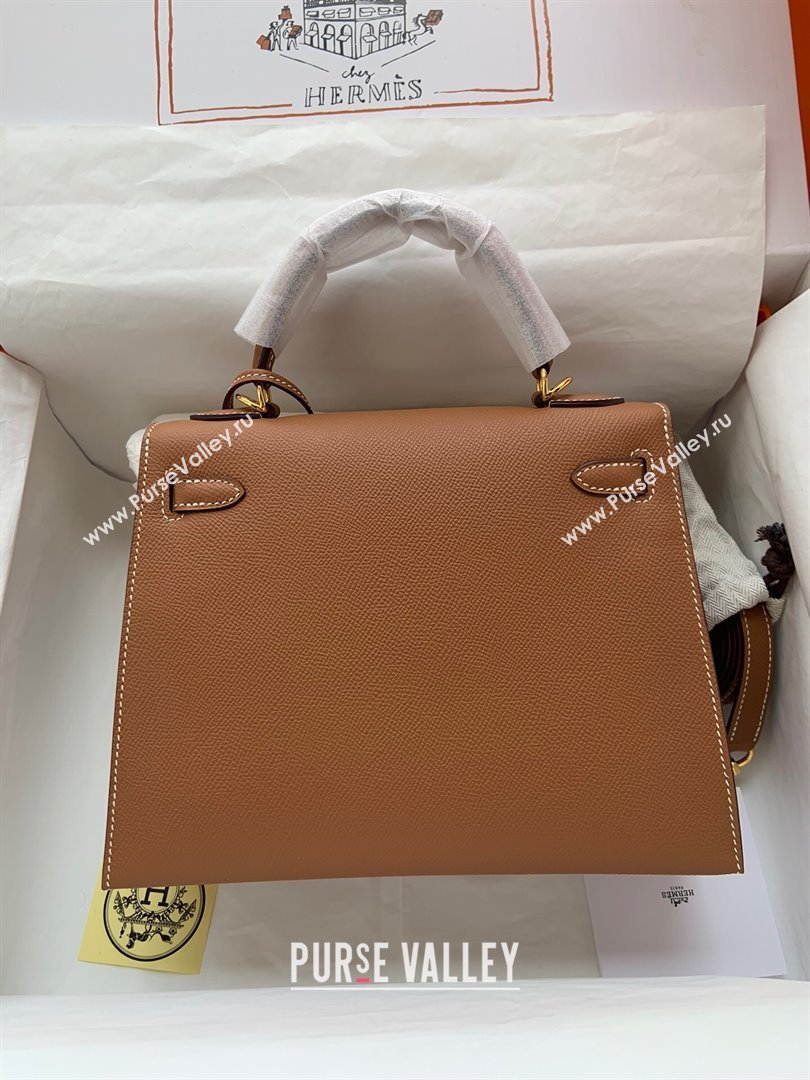 Hermes Kelly 25/28/32cm Bag in Original Epsom Leather Brown/Gold 2024 (Handmand) (M-24021923)