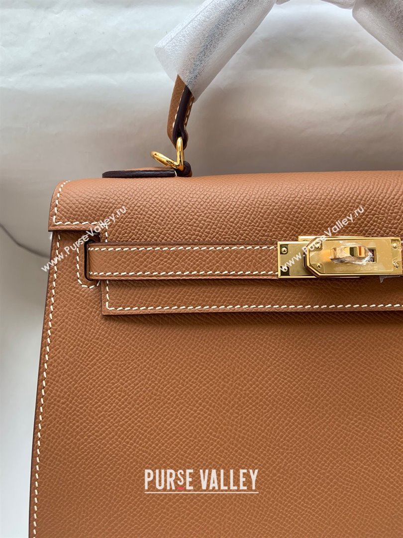 Hermes Kelly 25/28/32cm Bag in Original Epsom Leather Brown/Gold 2024 (Handmand) (M-24021923)