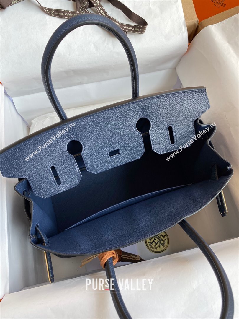 Hermes Birkin 30cm/35cm Bag in Original Togo Leather Royal Blue/Gold 2024 (Full Handmade) (XYA-24040910 )