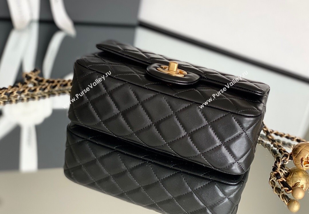 Chanel Lambskin Small Flap Bag with Gold-Tone Metal Ball Chain AS1787 Black 2024 Top Quality (SHUNY-24072215)