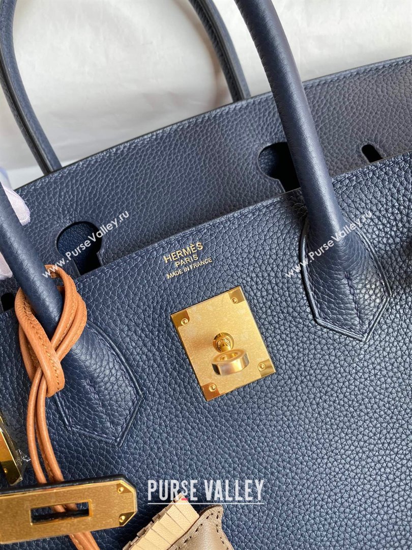 Hermes Birkin 30cm/35cm Bag in Original Togo Leather Royal Blue/Gold 2024 (Full Handmade) (XYA-24040910 )