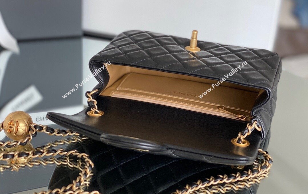 Chanel Lambskin Small Flap Bag with Gold-Tone Metal Ball Chain AS1787 Black 2024 Top Quality (SHUNY-24072215)