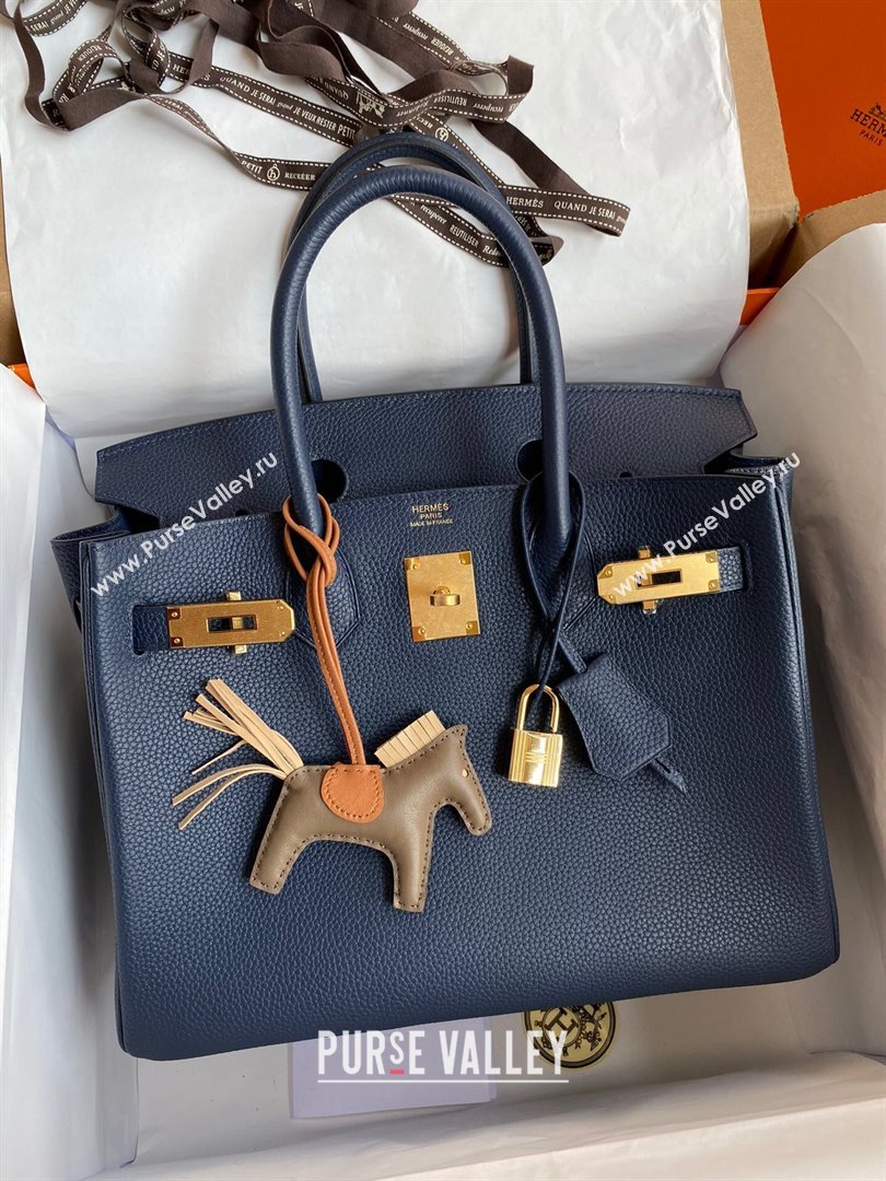 Hermes Birkin 30cm/35cm Bag in Original Togo Leather Royal Blue/Gold 2024 (Full Handmade) (XYA-24040910 )