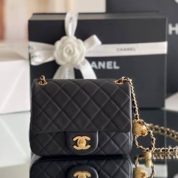 Chanel Lambskin Mini Square Flap Bag with Gold-Tone Metal Ball Chain AS1786 Black 2024 Top Quality (SHUNY-24072218)