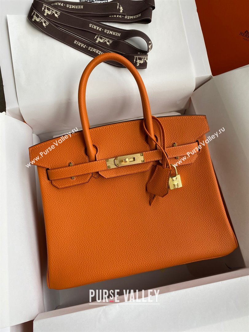 Hermes Birkin 30cm/35cm Bag in Original Togo Leather Orange/Gold 2024 (Full Handmade) (XYA-24040909)