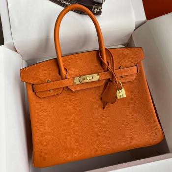 Hermes Birkin 30cm/35cm Bag in Original Togo Leather Orange/Gold 2024 (Full Handmade) (XYA-24040909)