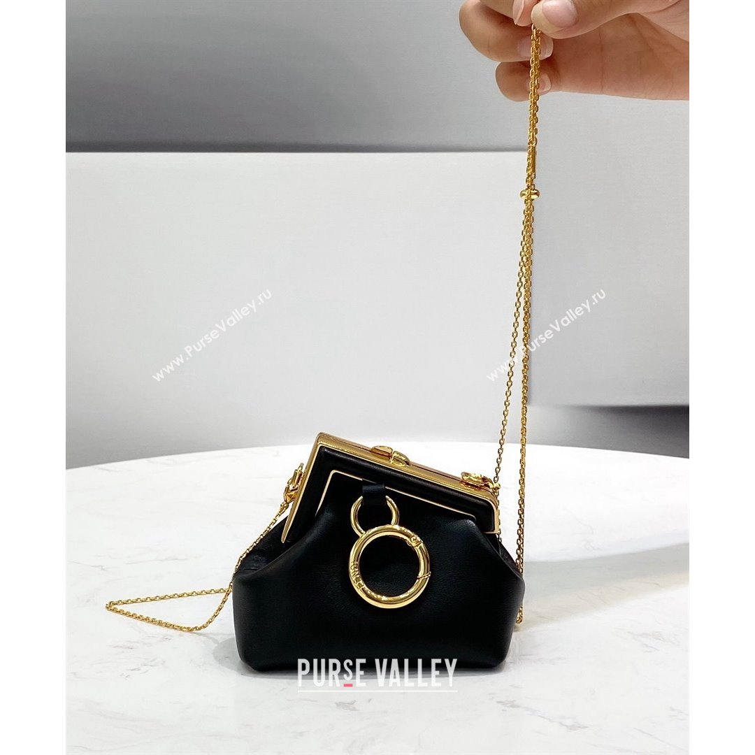 Fendi First Nano Bag Charm in Black Nappa Leather 2021 80018S (CL-21090433)
