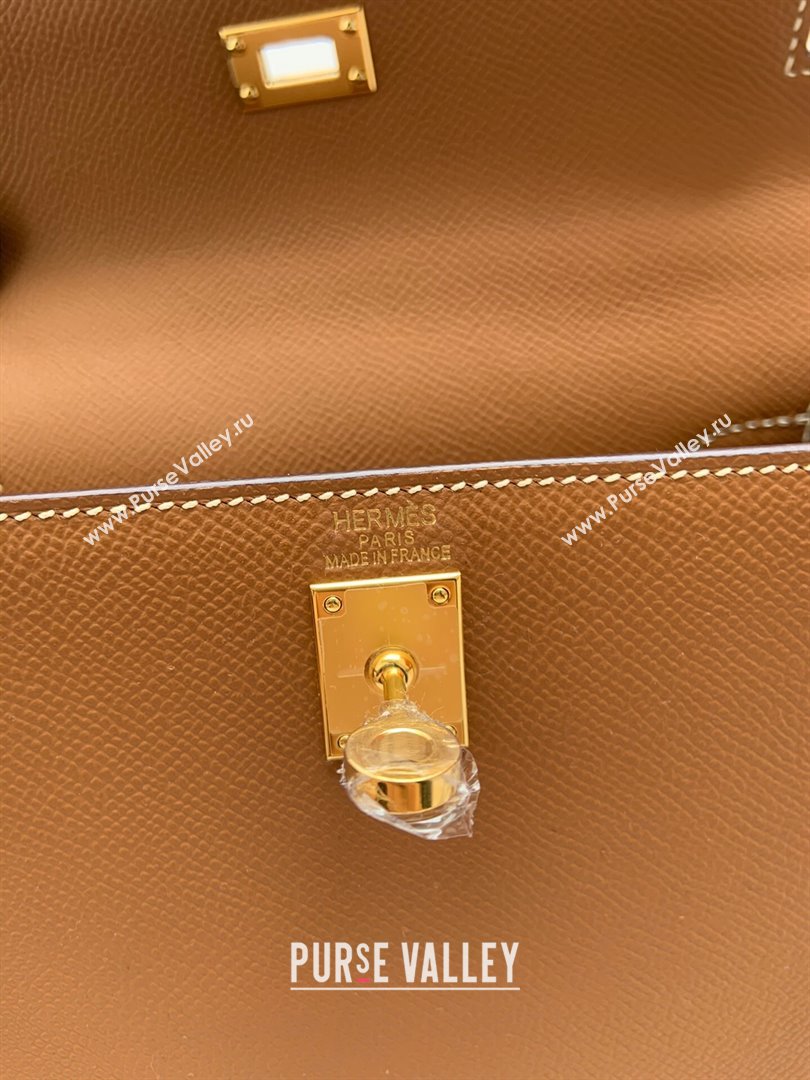 Hermes Kelly 25/28/32cm Bag in Original Epsom Leather Brown/Gold 2024 (Handmand) (M-24021923)