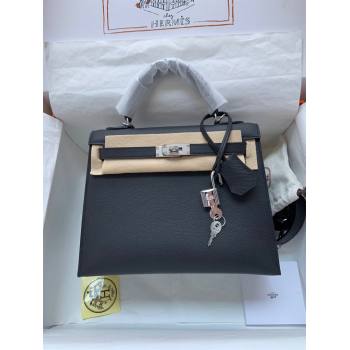 Hermes Kelly 25/28/32cm Bag in Original Epsom Leather Black/Silver 2024 (Handmand) (M-24021925)