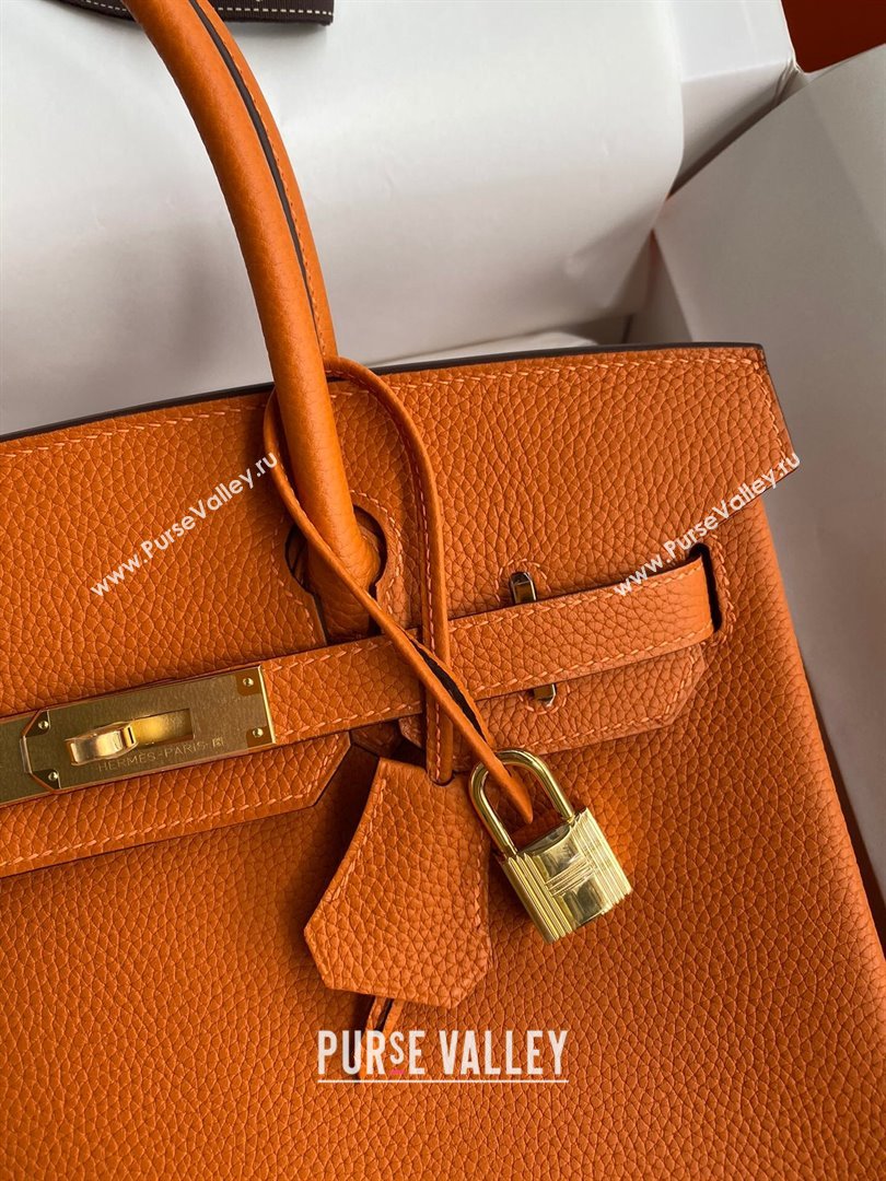 Hermes Birkin 30cm/35cm Bag in Original Togo Leather Orange/Gold 2024 (Full Handmade) (XYA-24040909)