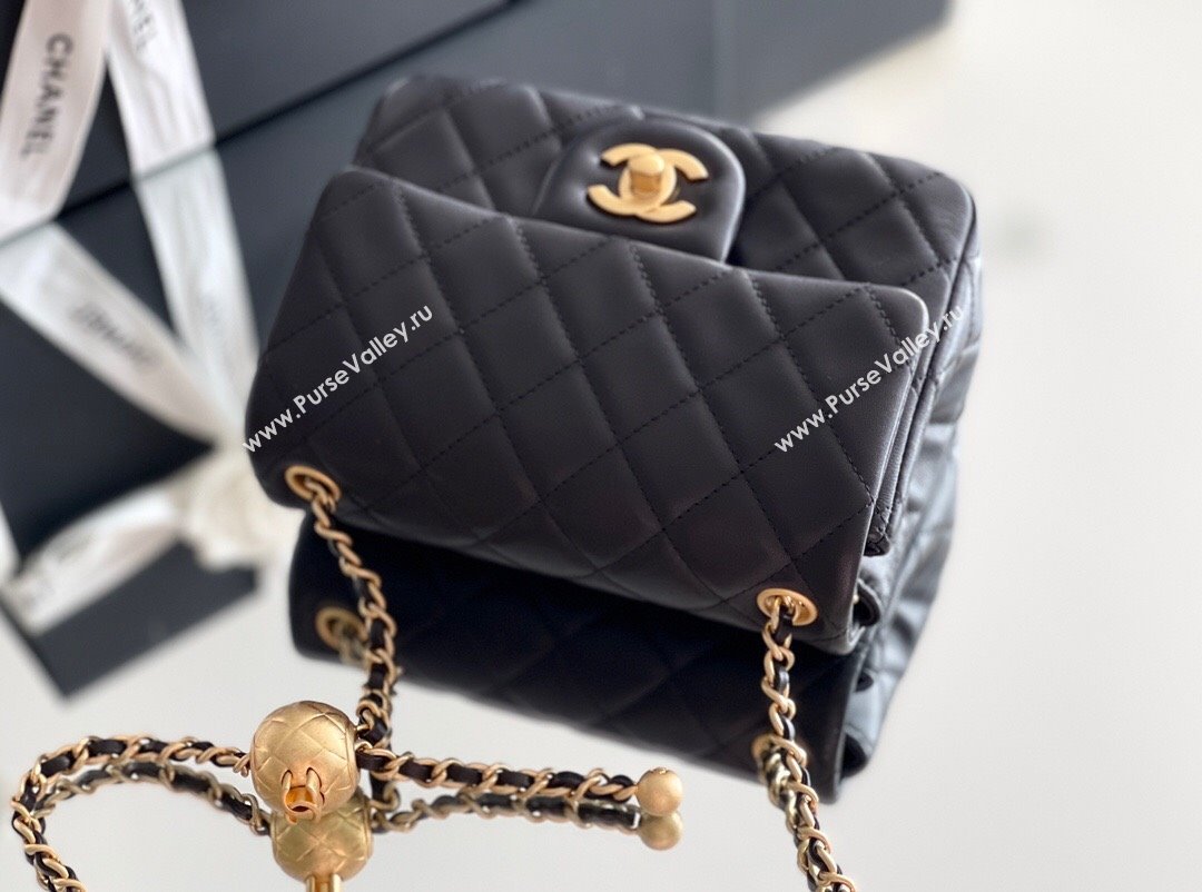 Chanel Lambskin Mini Square Flap Bag with Gold-Tone Metal Ball Chain AS1786 Black 2024 Top Quality (SHUNY-24072218)