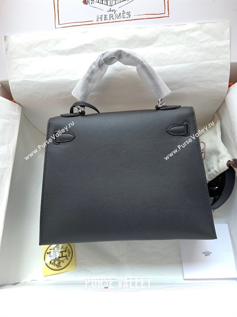 Hermes Kelly 25/28/32cm Bag in Original Epsom Leather Black/Silver 2024 (Handmand) (M-24021925)