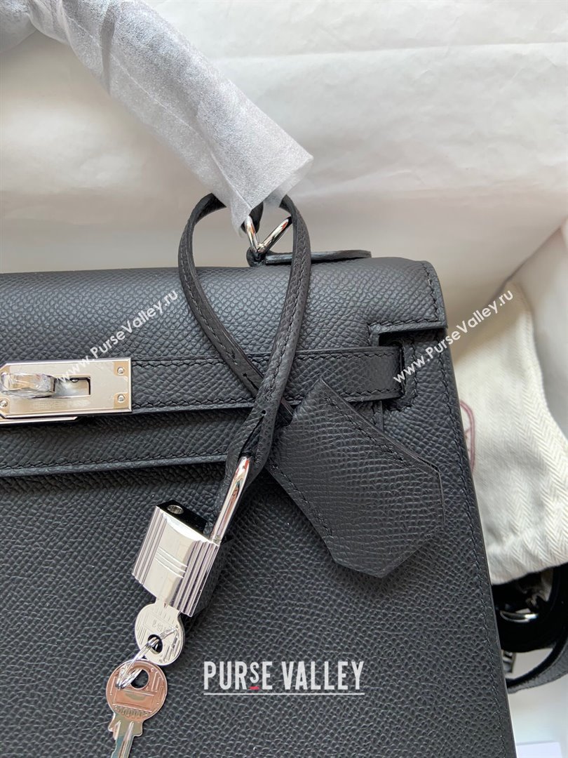 Hermes Kelly 25/28/32cm Bag in Original Epsom Leather Black/Silver 2024 (Handmand) (M-24021925)