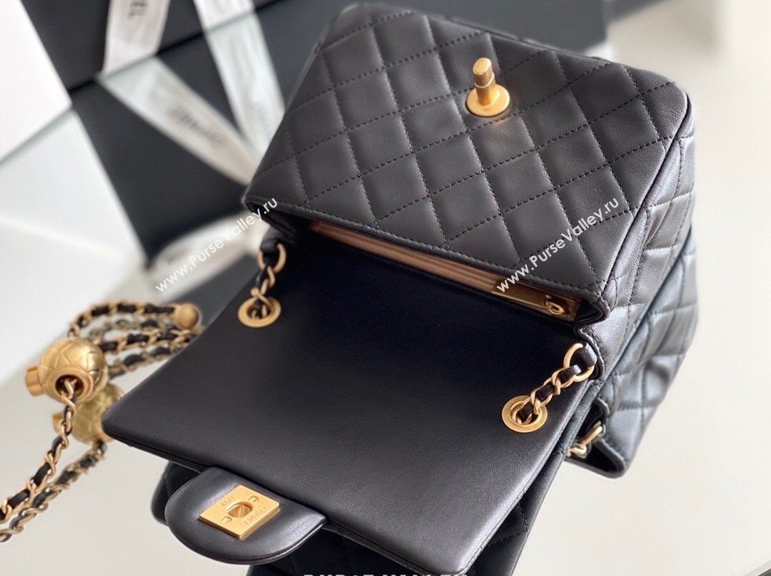 Chanel Lambskin Mini Square Flap Bag with Gold-Tone Metal Ball Chain AS1786 Black 2024 Top Quality (SHUNY-24072218)