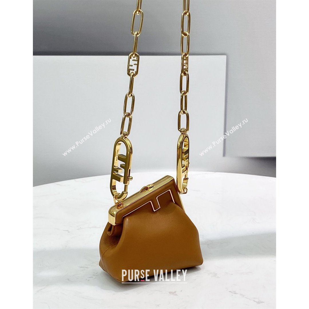 Fendi First Nano Bag Charm in Caramel Brown Nappa Leather 2021 80018S (CL-21090432)