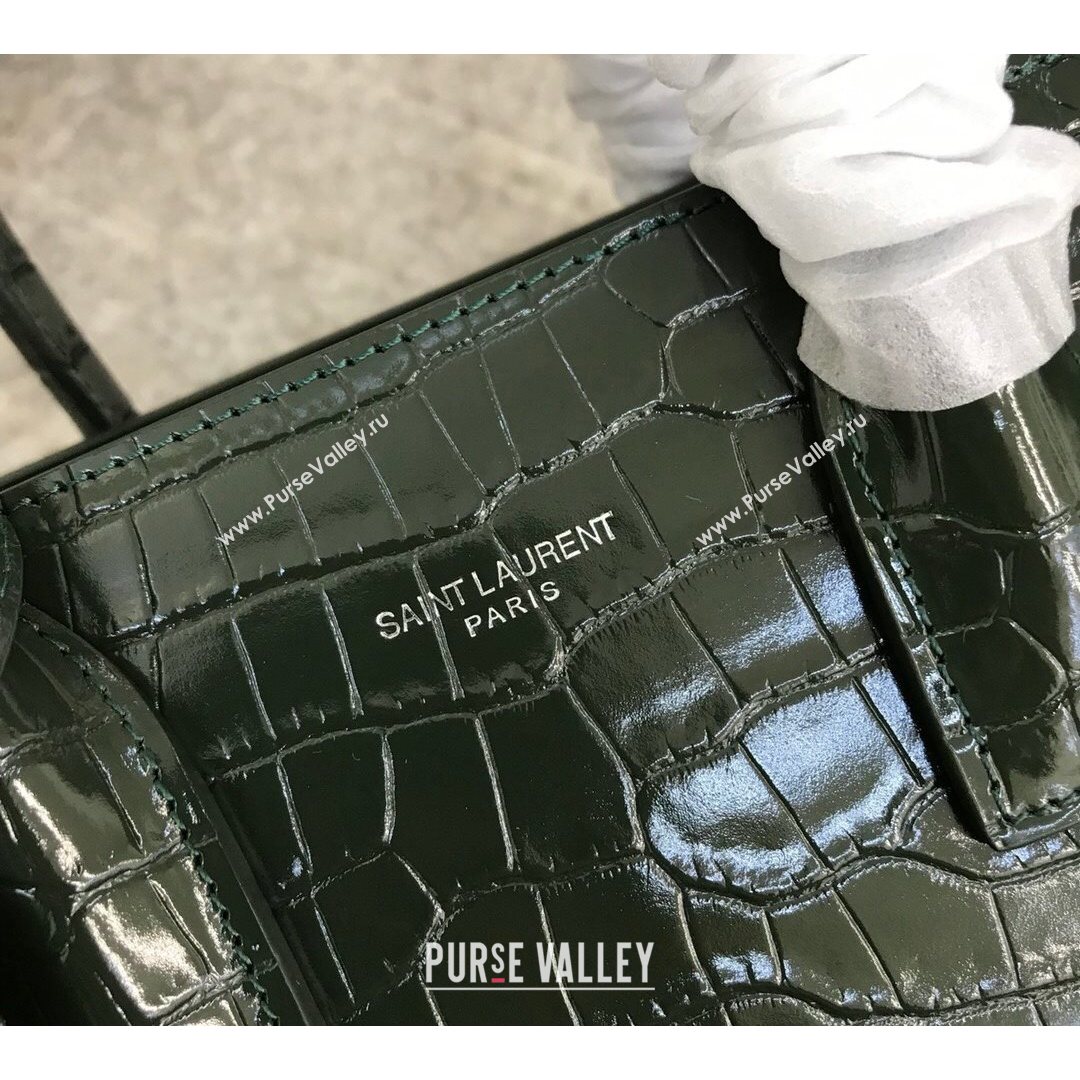 Saint Laurent Classic Baby Sac De Jour Bag in Embossed Crocodile Leather Green 2021 (YID-210827060)